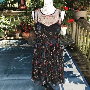 Lauren Conrad Women’s Disney Collection Black Floral Print Tulle Dress Size 8